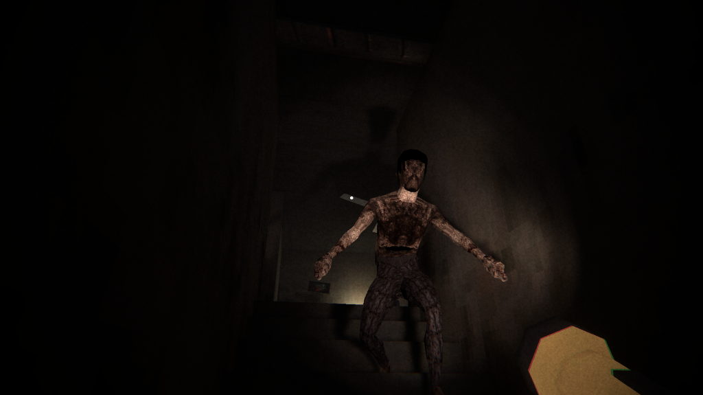 Flashlight Exploration & Tension - Volumetric shadows requiring active flashlight management to navigate deep interior pockets.